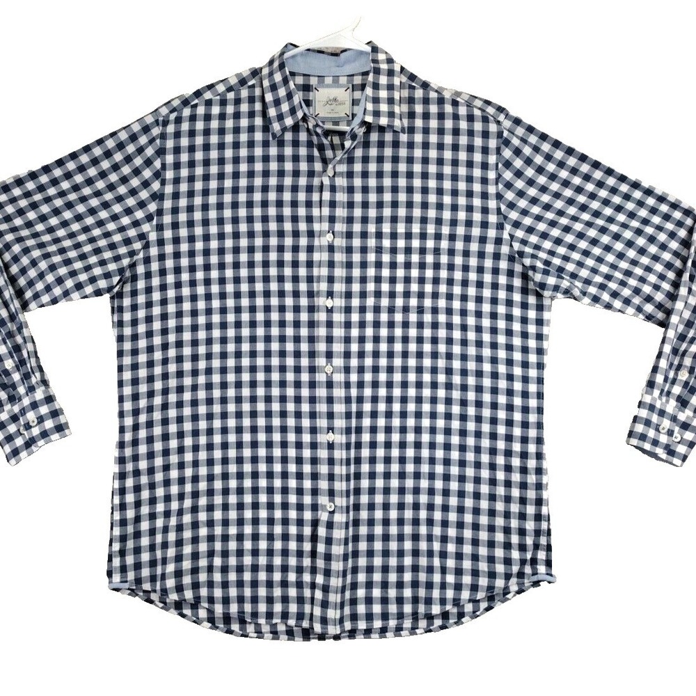 John Murphy Mens XL Gingham Check Long Sleeve Button Down Shirt Blue White